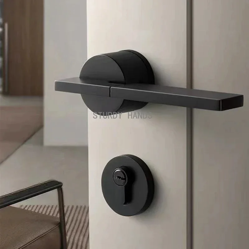 Home Security Door Lock - 亜鉛合金製室内キーロック、モダンセキュリティホームオフィス用静音アルミ製盗難防止ドアハンドルロック、ハードウェアアクセサリー