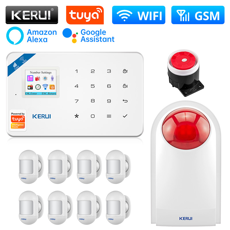 Home Security Units - Kerui-ホームセキュリティシステム、Tuya Smart、w181、Burglar、Wifi、gsm、中央ユニット、アラームパネル、スマートライフ、アプリ制御モーション