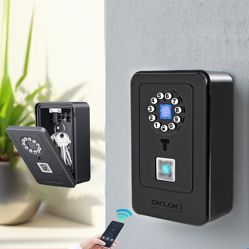 Home Security Door Lock - インテリジェント南京錠ハングデザインパスワード保管デポジットケース家庭用指紋セーフデジタルドアロックボックスセキュリティスマートキー