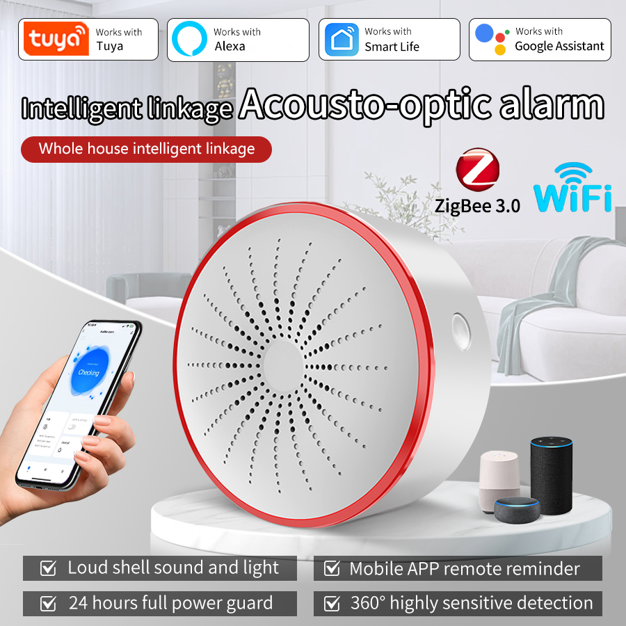 Tuya WiFi ZigBee スマートアラームサイレン  - Home Security Equipment のレビューと価格