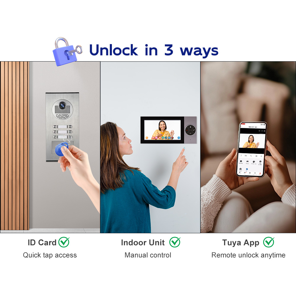 信頼性の高い有線ビデオドアホンシステム 7インチタッチスクリ - Home Security Units のレビューと価格
