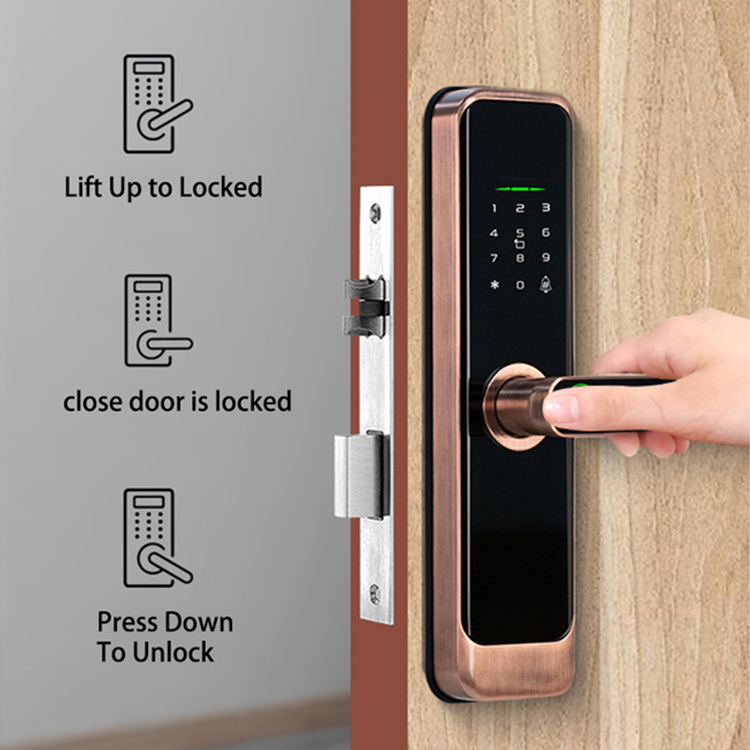 デジタルスマートドアロックパスコード付き木製小型電子ミニ指紋 - Home Security Door Lock のレビューと価格